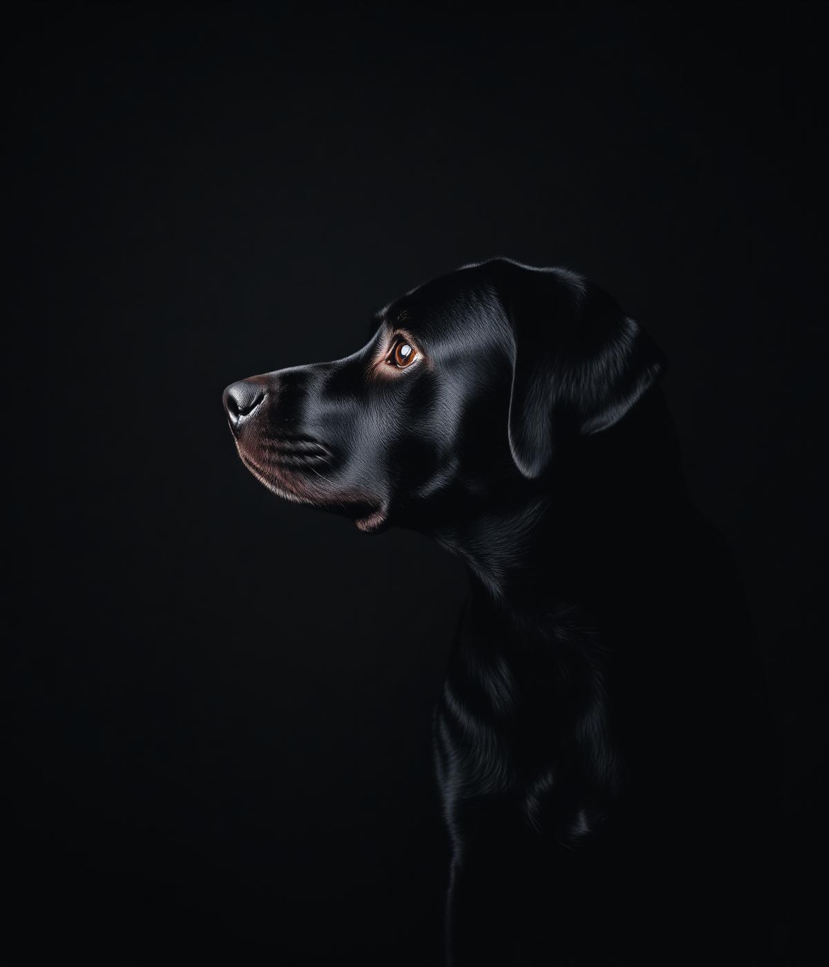 Lugn svart labrador i dramatisk lågdager